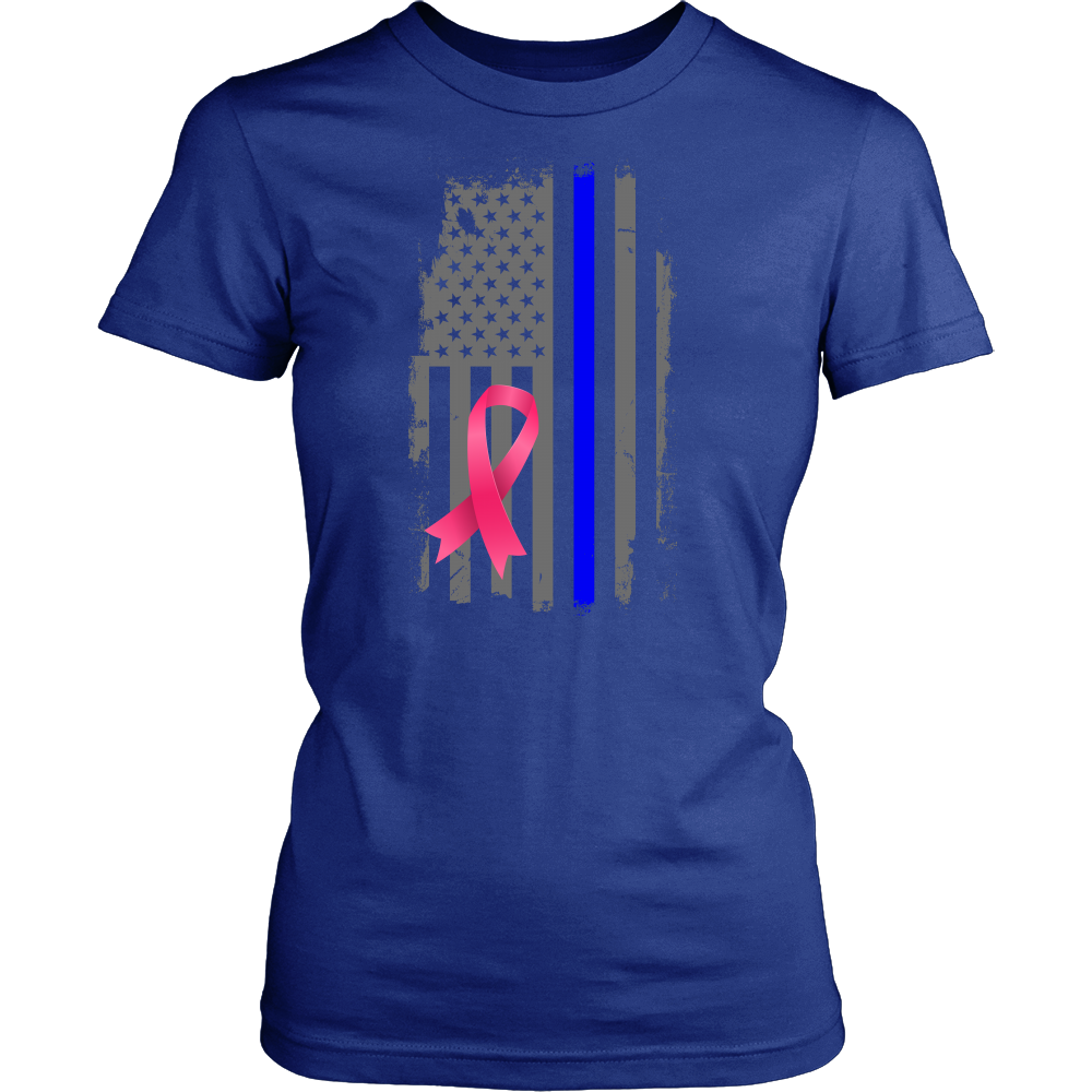 Breast Cancer Awareness Thin Blue Line Flag Shirt