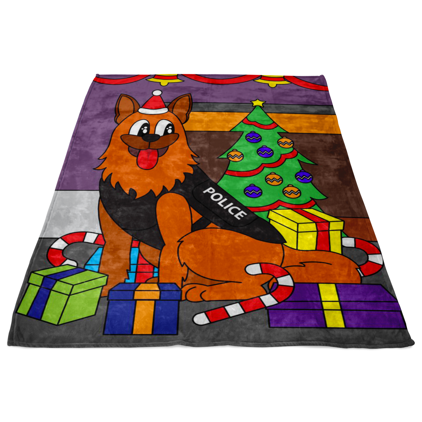 Police Dog Christmas Blanket