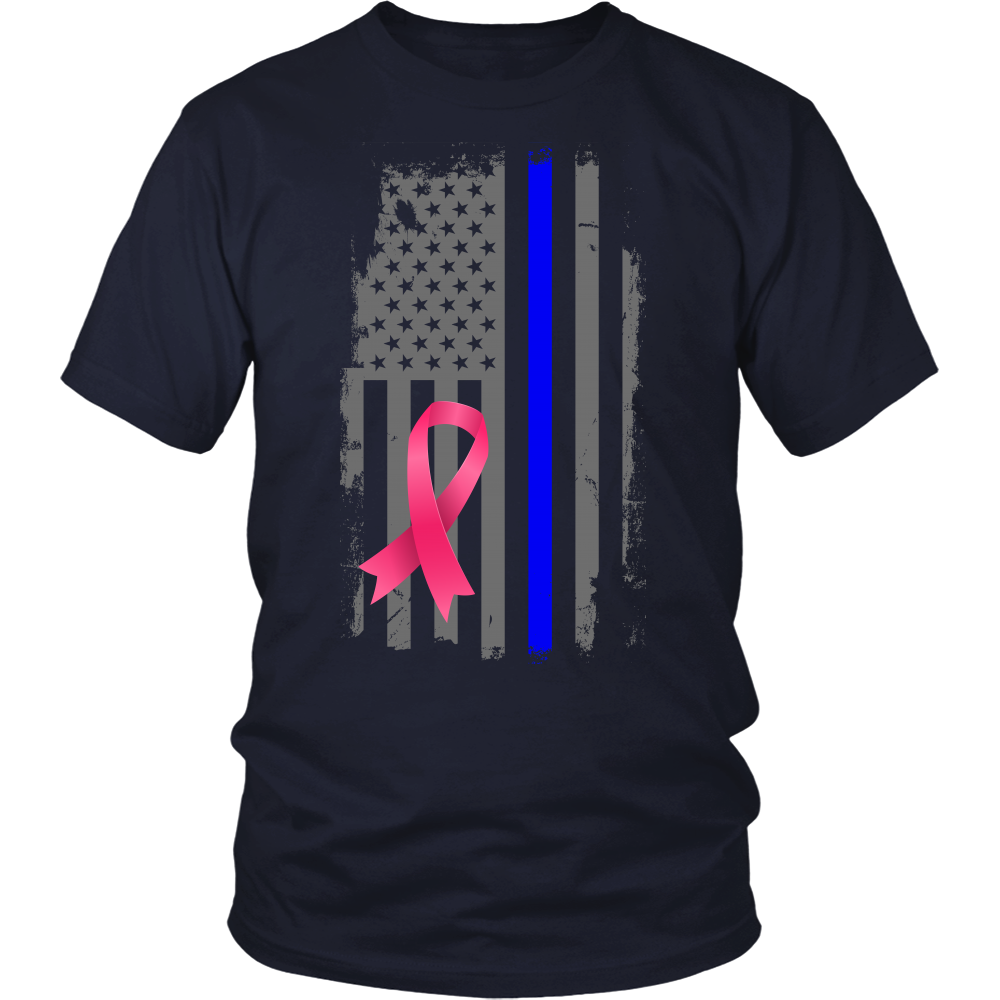 Breast Cancer Awareness Thin Blue Line Flag Shirt