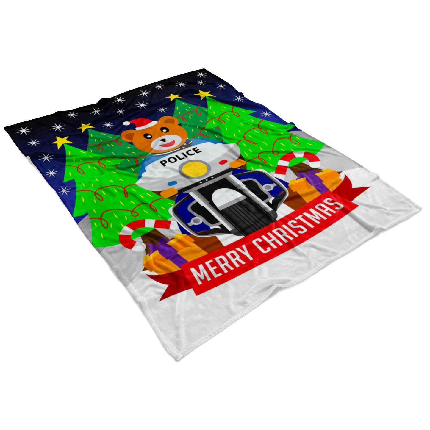 Police Bike Christmas Blanket