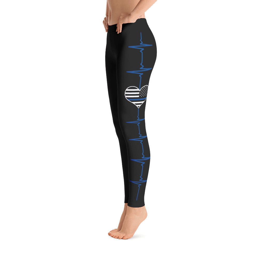 Thin Blue Line Heartbeat Leggings