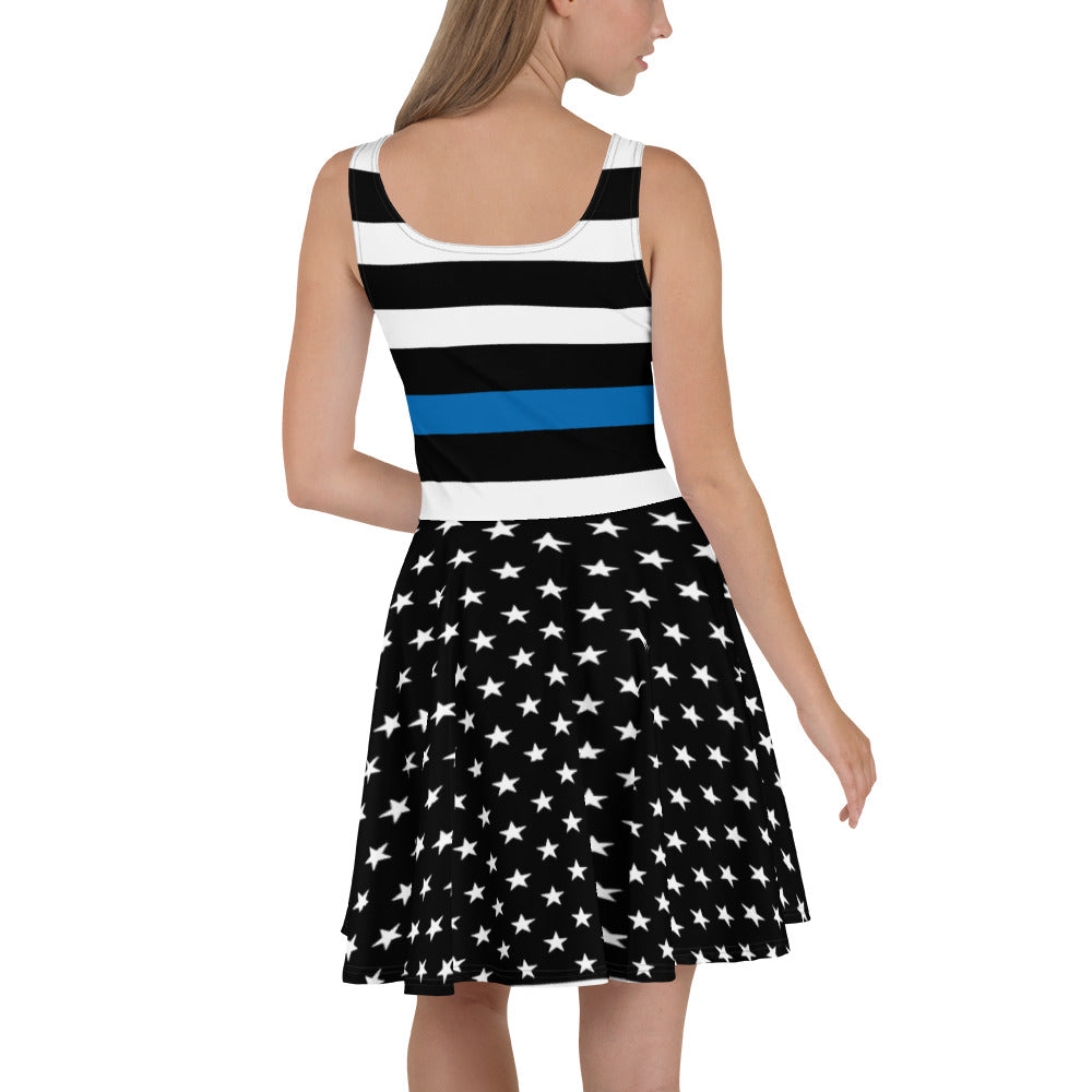 Stars and Striped Thin Blue Line Skater Dress