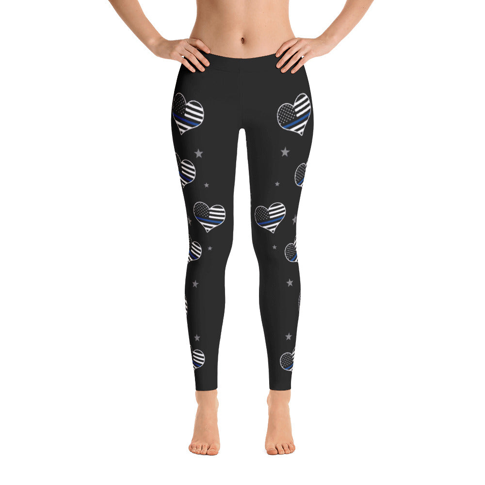 Thin Blue Line Heart Leggings