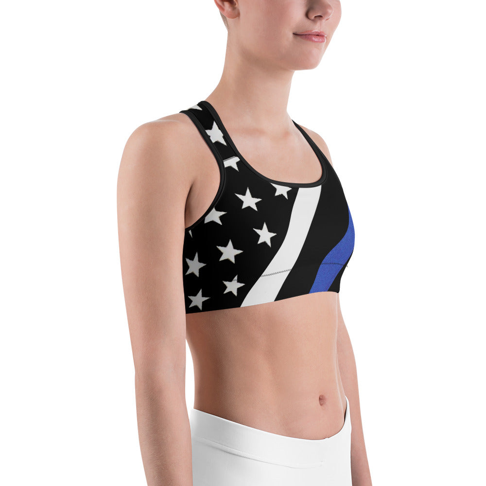 Thin Blue Line Stars and Stripes Sports Bra