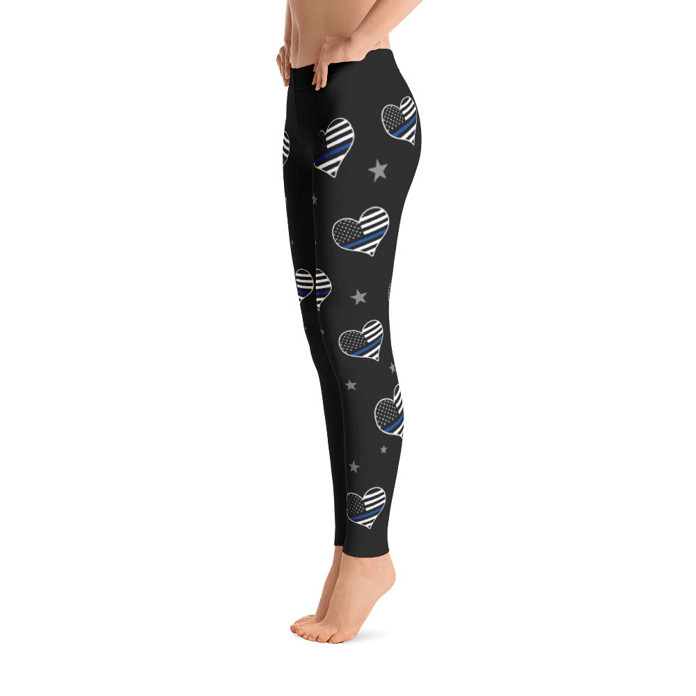 Thin Blue Line Heart Leggings