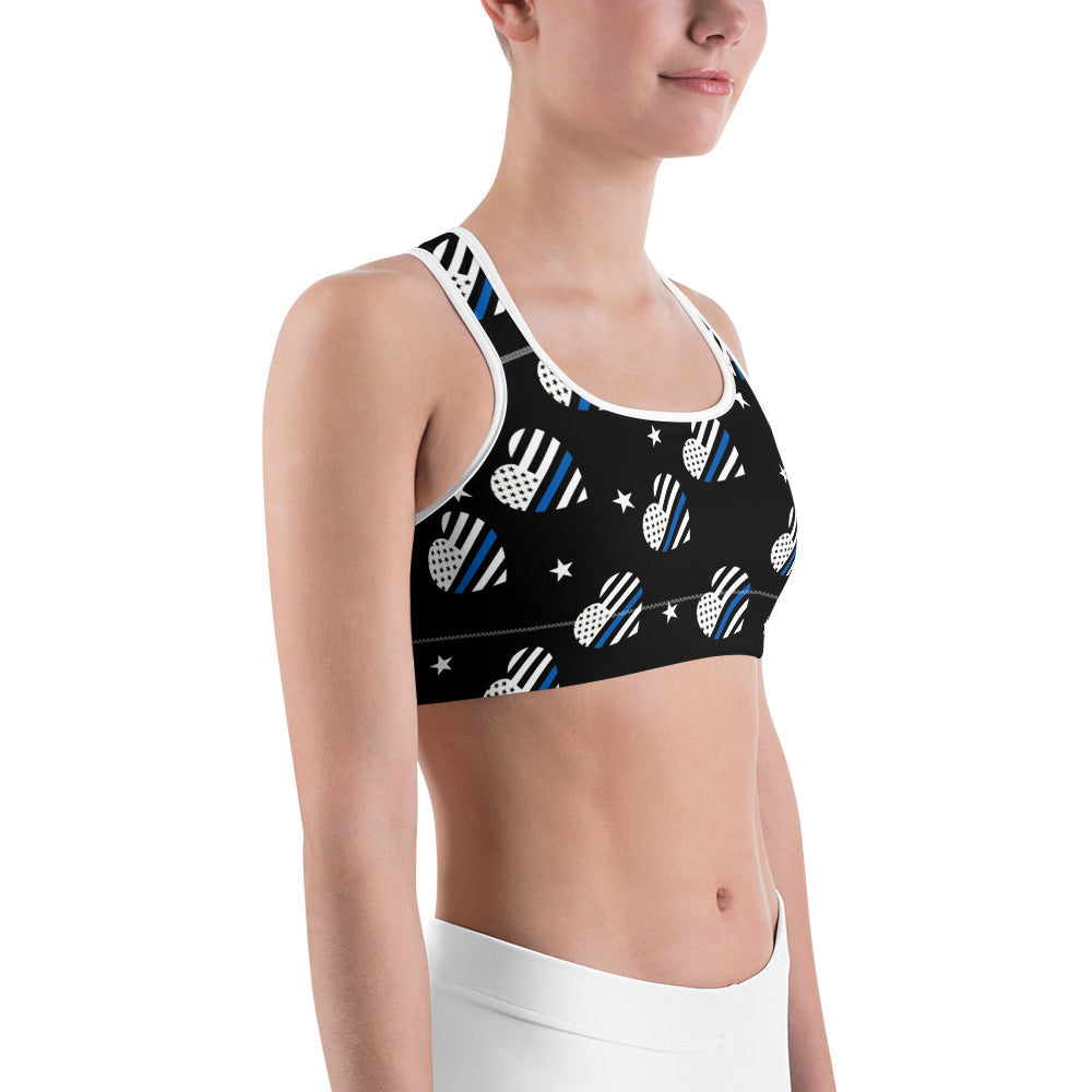 Thin Blue Line Heart Sports Bra
