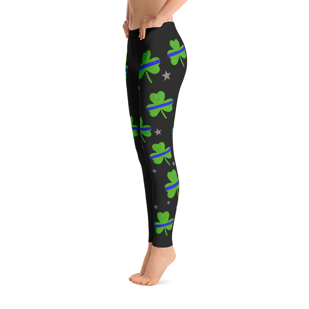 Thin Blue Line Shamrock Leggings