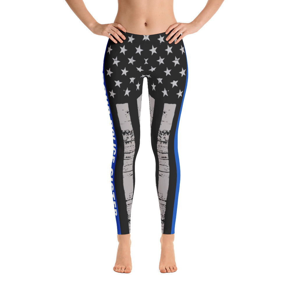Proud Police Sister Thin Blue Line Flag Leggings