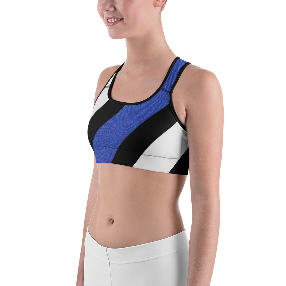 Diagonal Designed Thin Blue Line Sports Bra