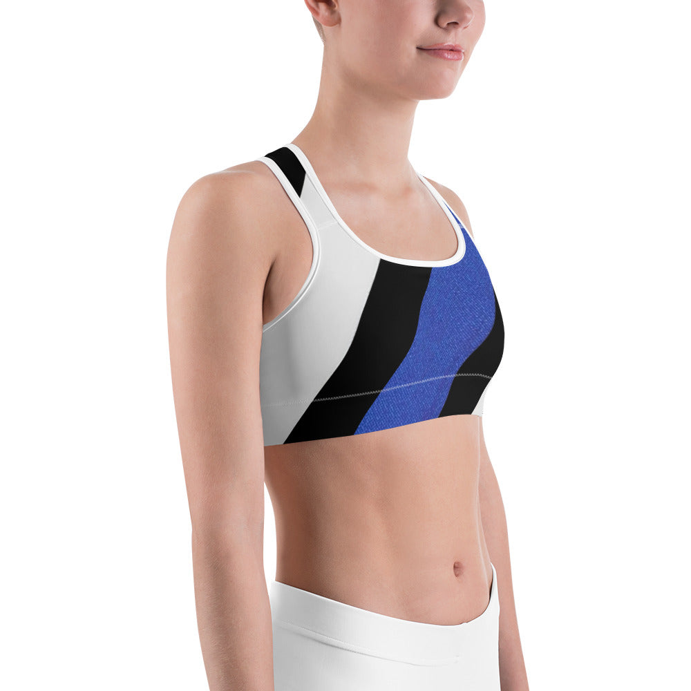 Diagonal Designed Thin Blue Line Sports Bra