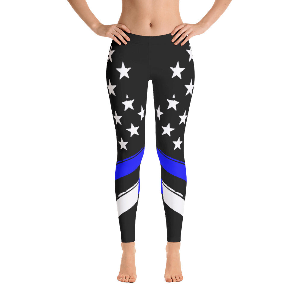 Thin Blue Line Flag Stars and Stripes Leggings