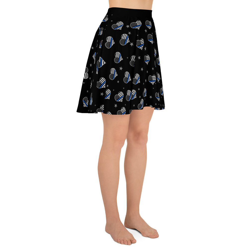 Thin Blue Line Hearts Skater Skirt