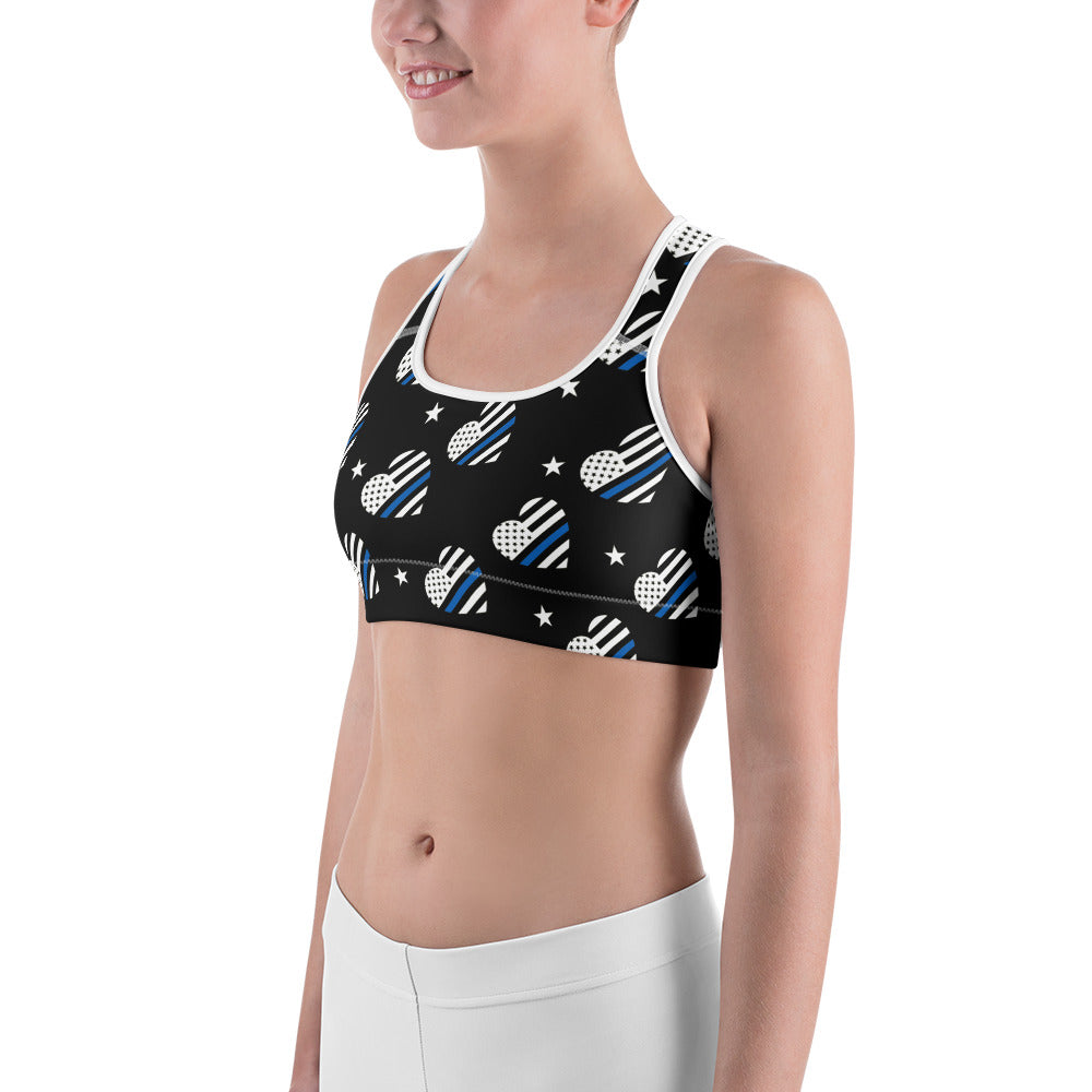 Thin Blue Line Heart Sports Bra