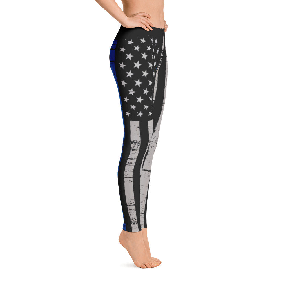 Thin Blue Line American American Flag Leggings