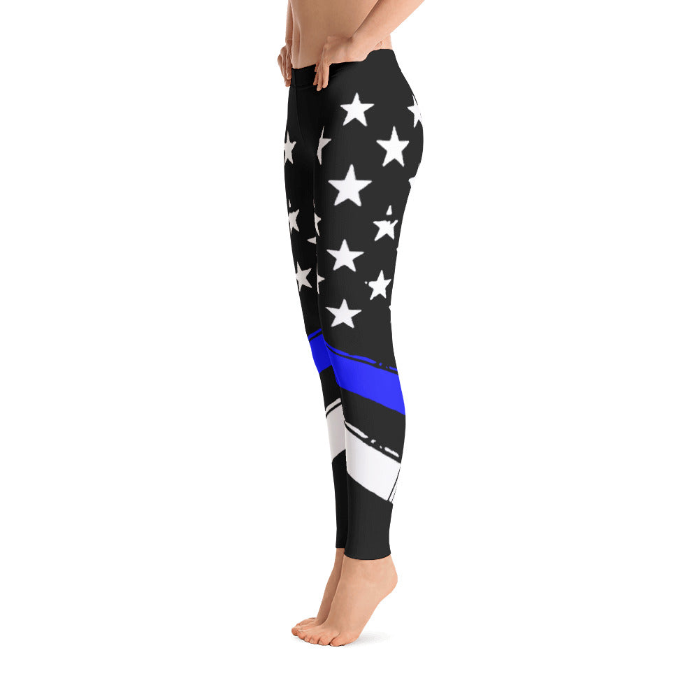 Thin Blue Line Flag Stars and Stripes Leggings