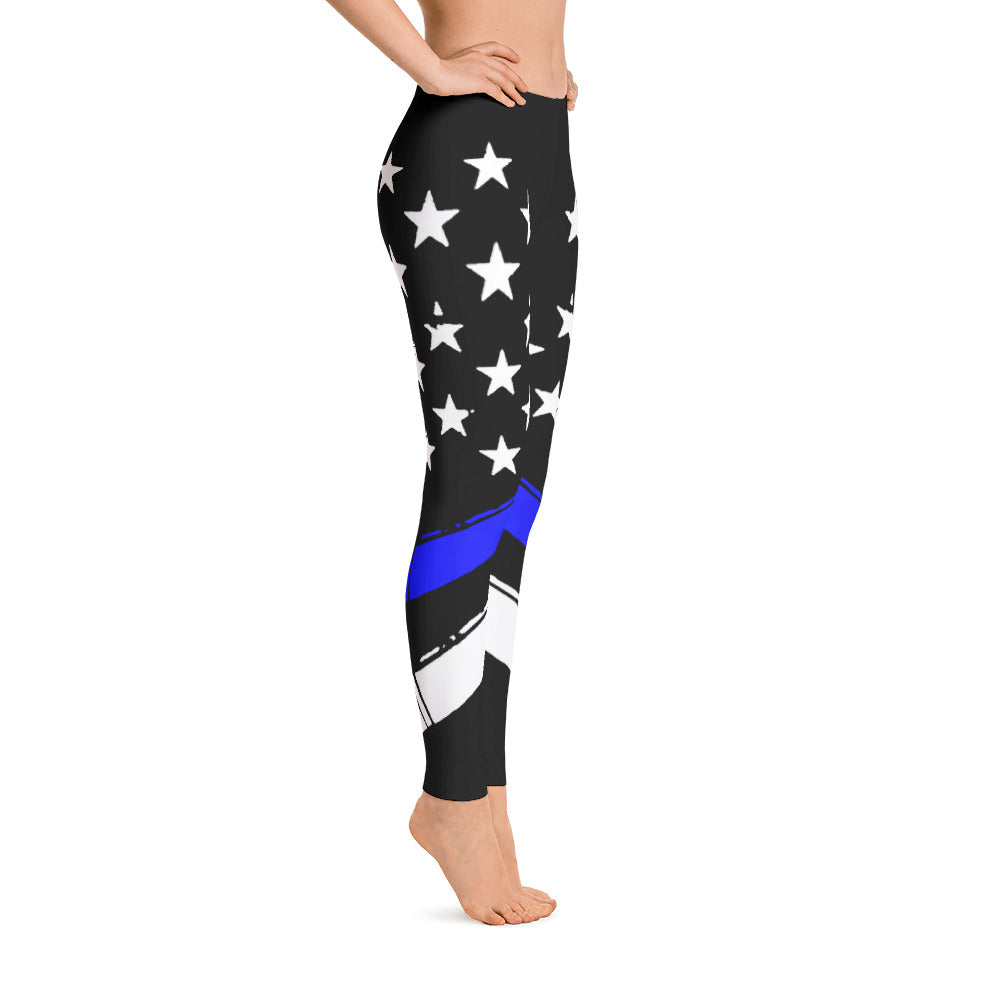 Thin Blue Line Flag Stars and Stripes Leggings