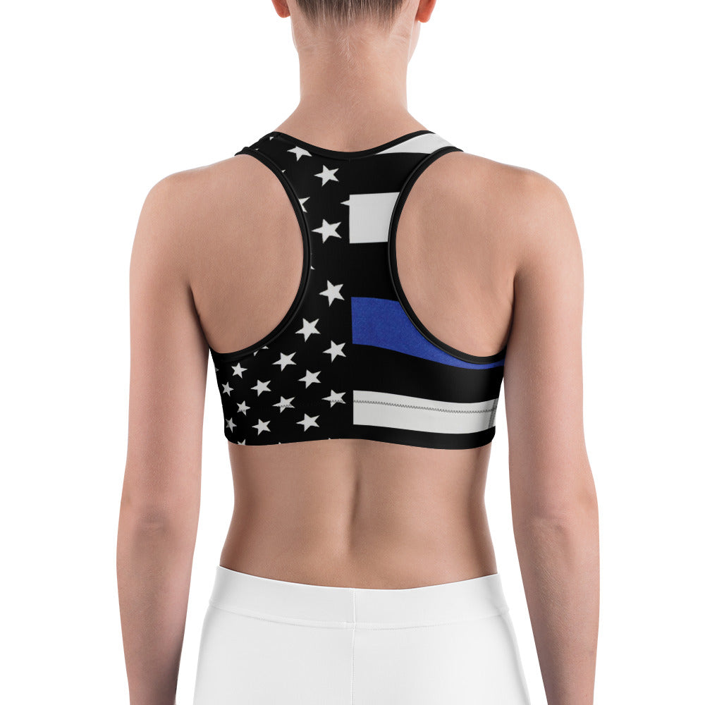 Stars and Stripes Blue Line Sports Bra