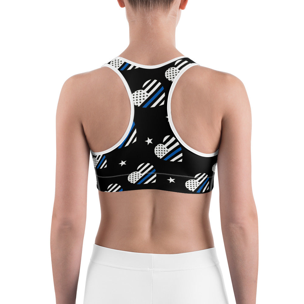Thin Blue Line Heart Sports Bra