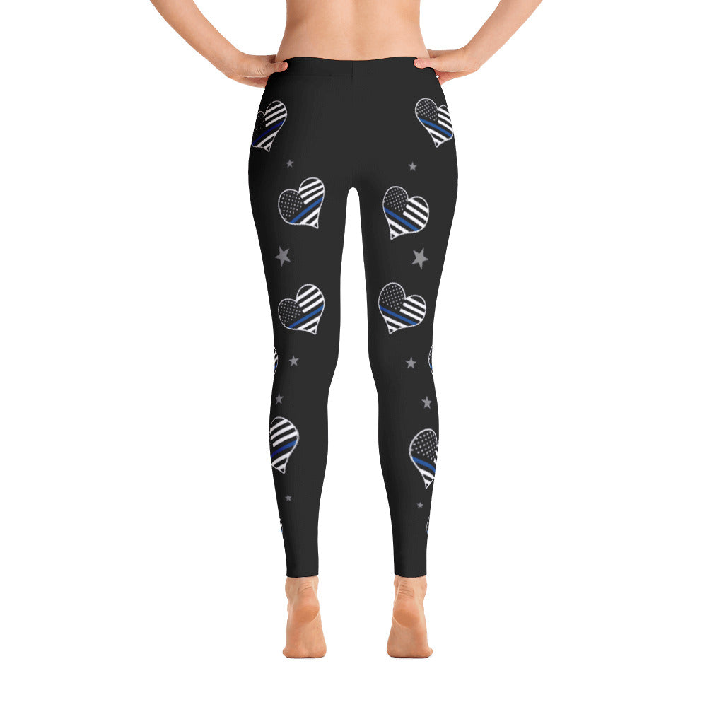 Thin Blue Line Heart Leggings