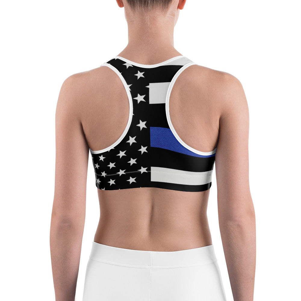 Stars and Stripes Blue Line Sports Bra