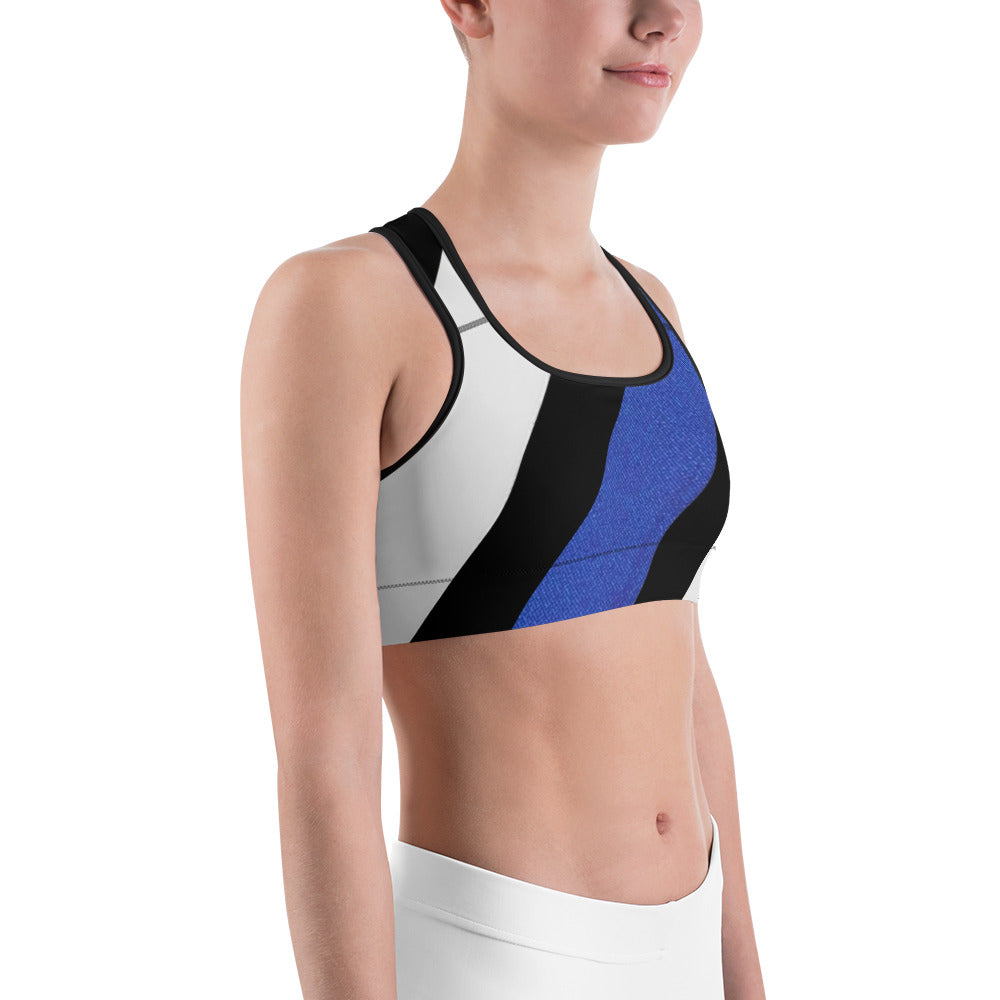 Diagonal Designed Thin Blue Line Sports Bra