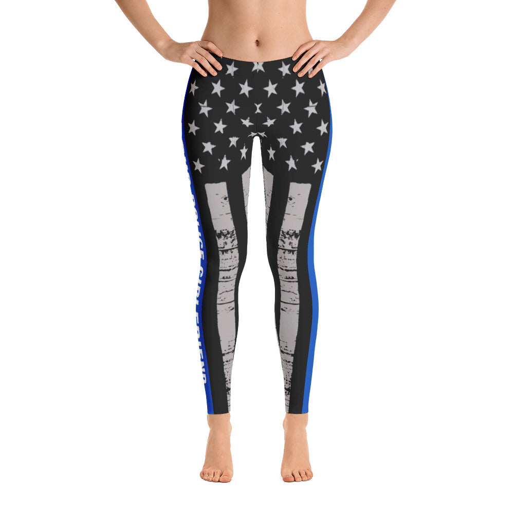 Proud Police Girlfriend Thin Blue Line Flag Leggings