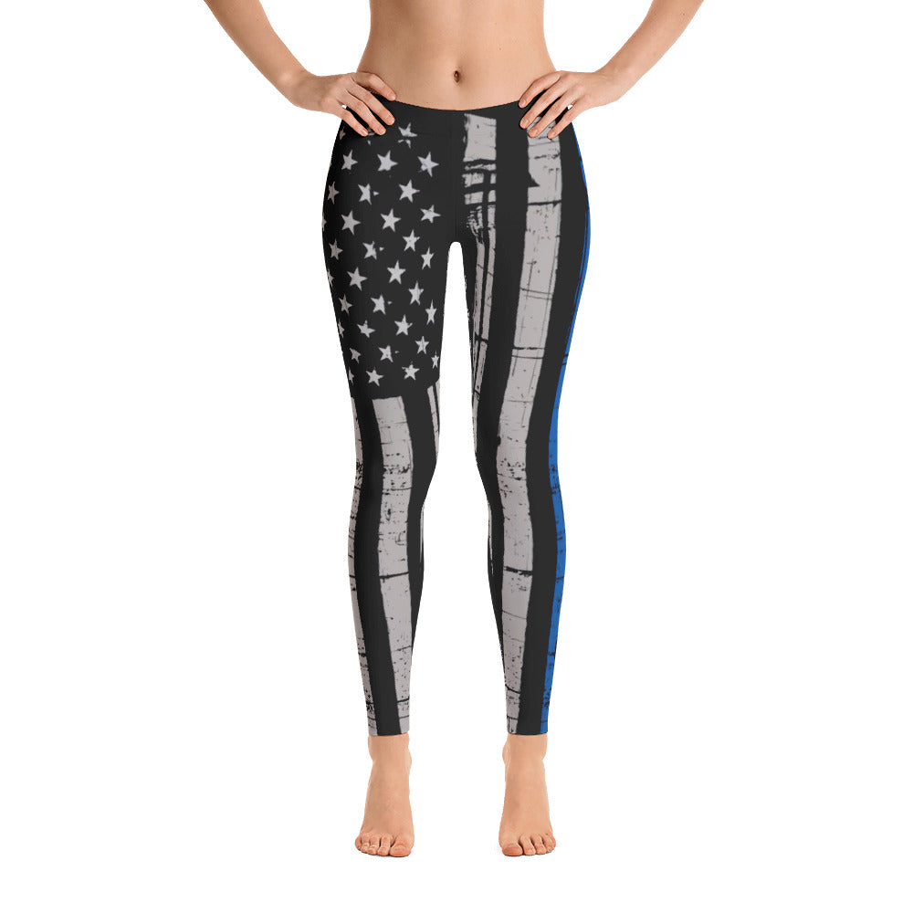 Thin Blue Line American American Flag Leggings