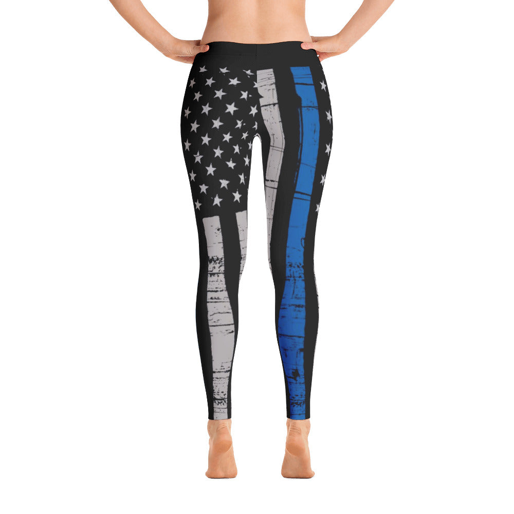 Thin Blue Line American American Flag Leggings