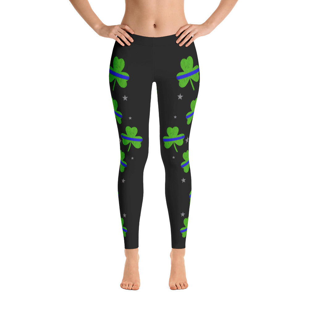 Thin Blue Line Shamrock Leggings