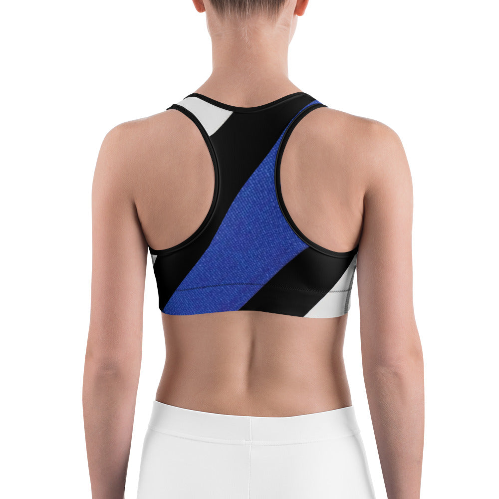 Diagonal Designed Thin Blue Line Sports Bra