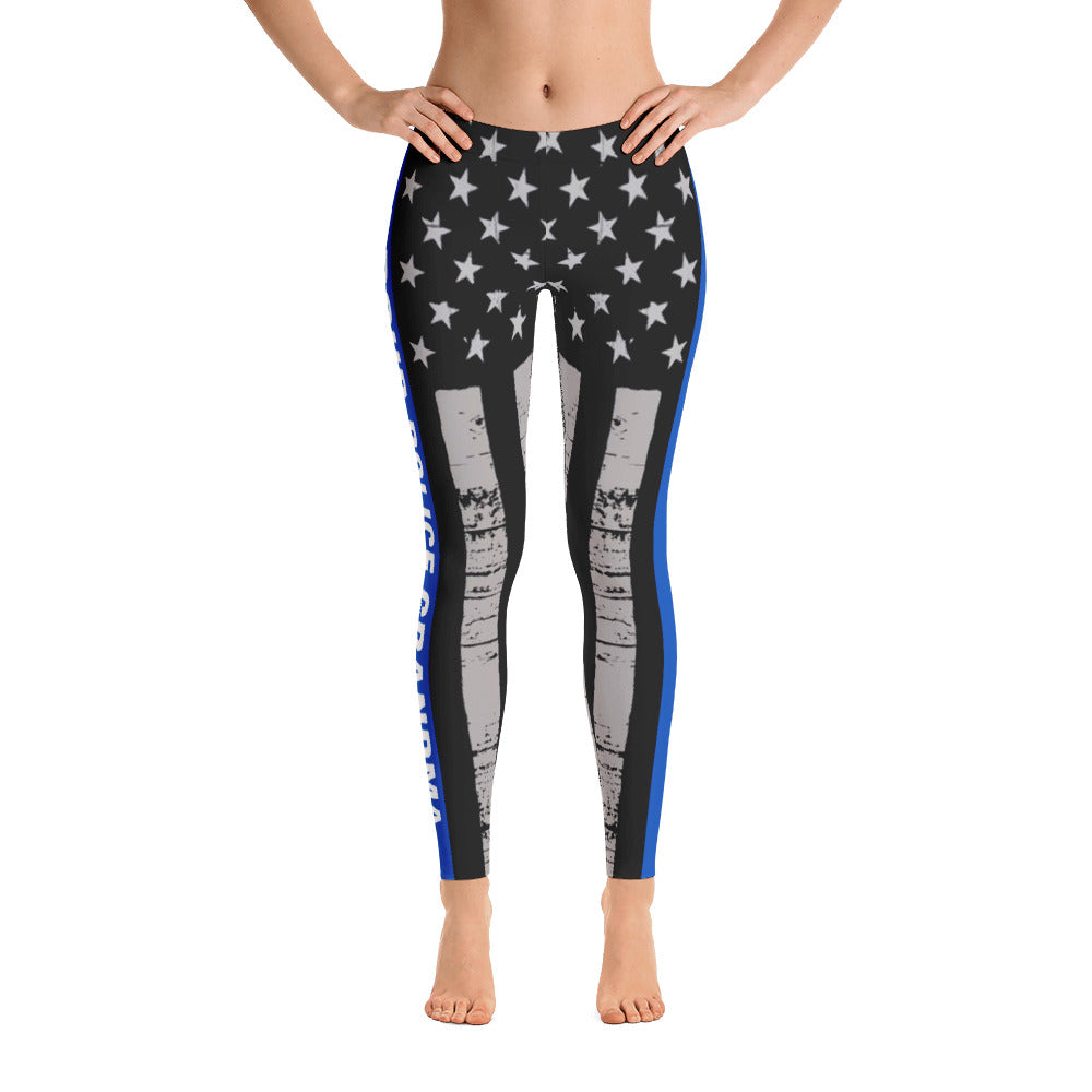 Proud Police Grandma Thin Blue Line Flag Leggings