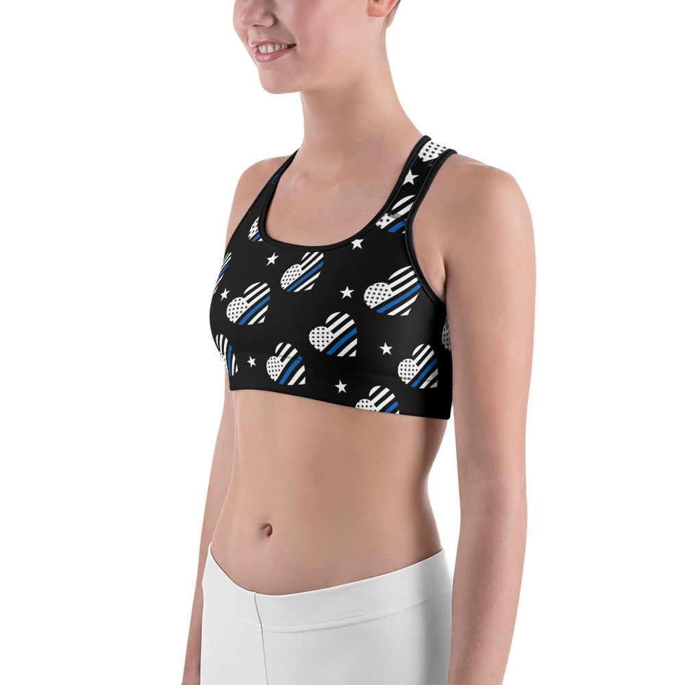 Thin Blue Line Heart Sports Bra