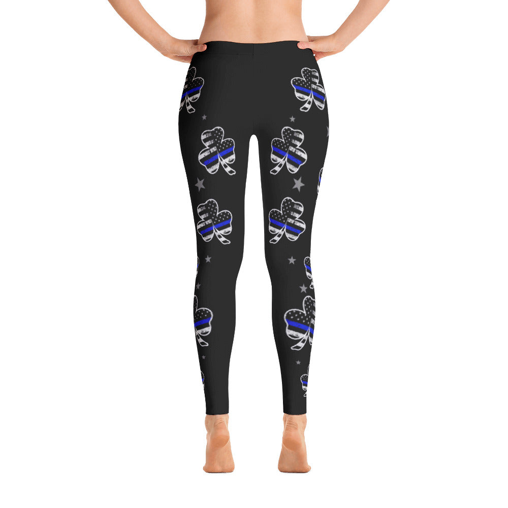 Shamrock Thin Blue Line Flag Leggings