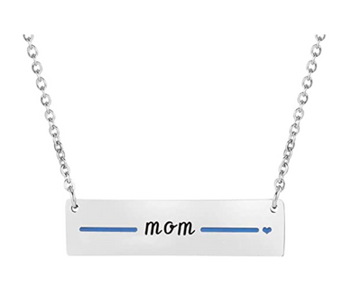 Thin Blue Line Bar Necklace - MOM