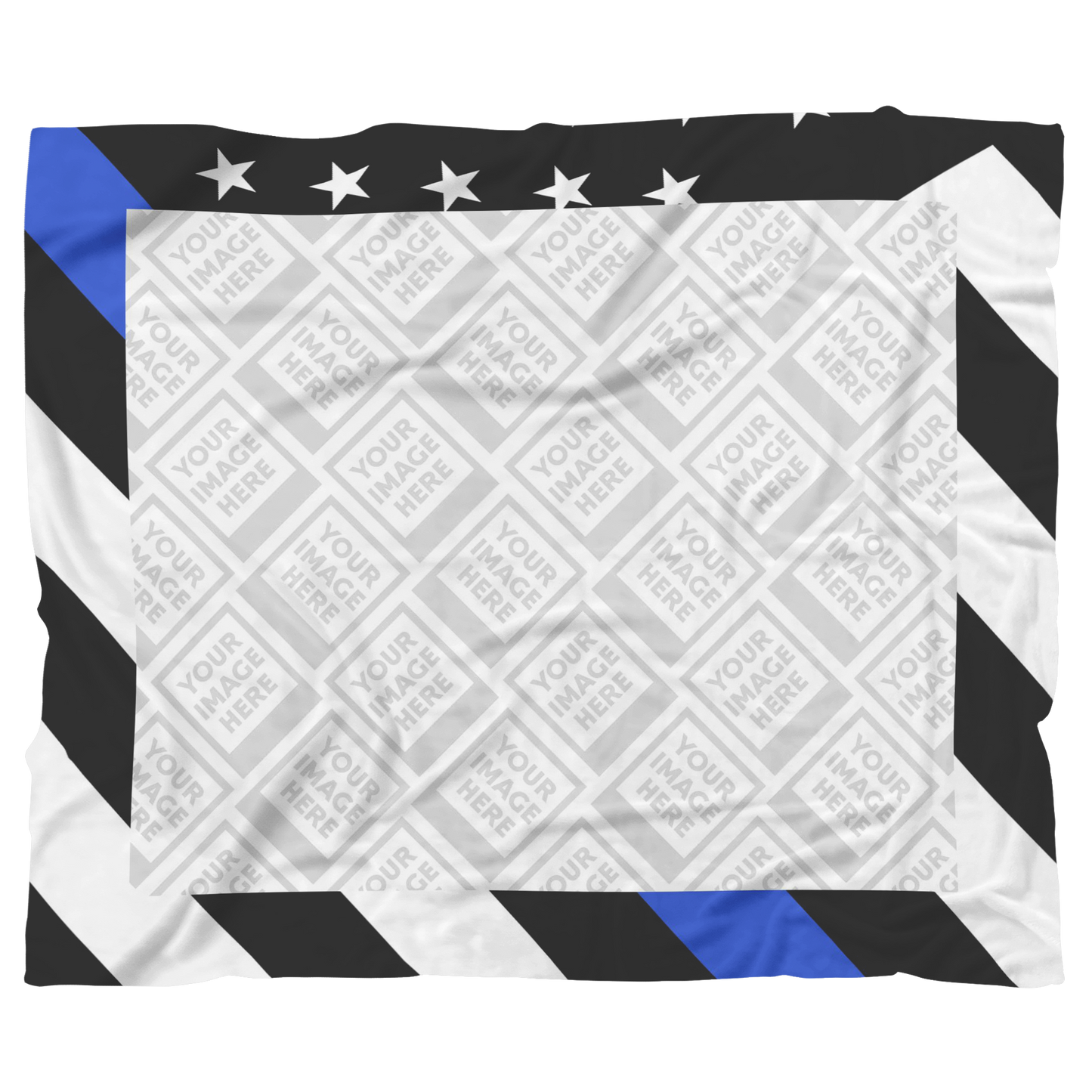 THIN BLUE LINE FLAG PERSONALIZED PHOTO FRAME BLANKET