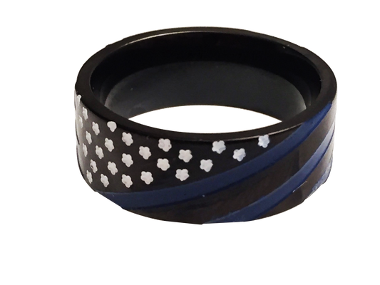 Custom Designed Thin Blue Line American Flag Ring