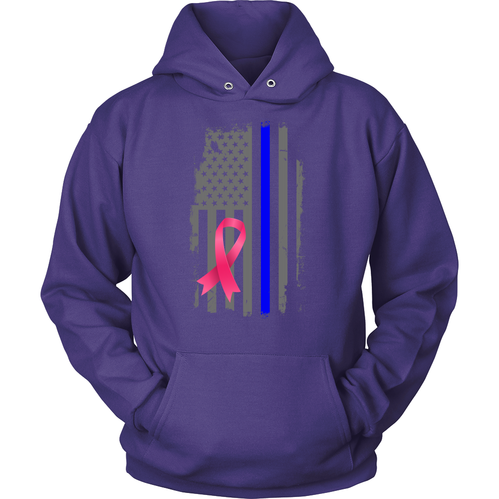 Breast Cancer Awareness Thin Blue Line Flag Shirt