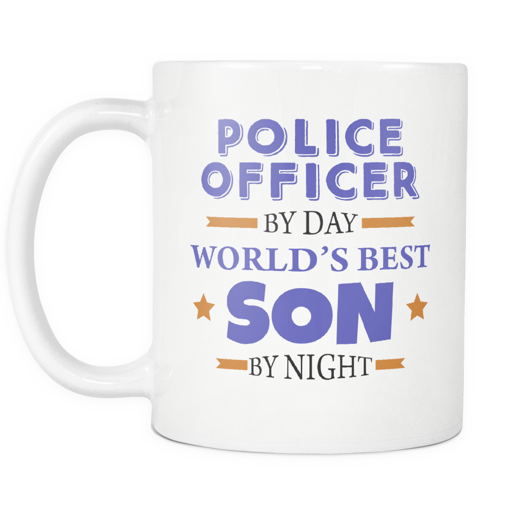 Police Officer By Day Worlds Best Dad, Mom, Son Mug
