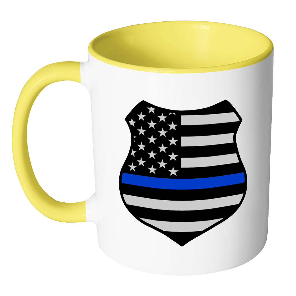 Thin Blue Line American Flag Shield Mug