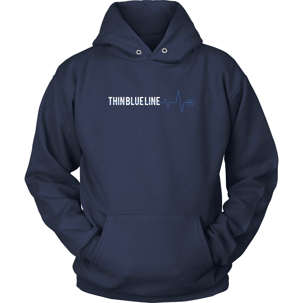 Thin Blue Line Heartbeat Shirts and Hoodies