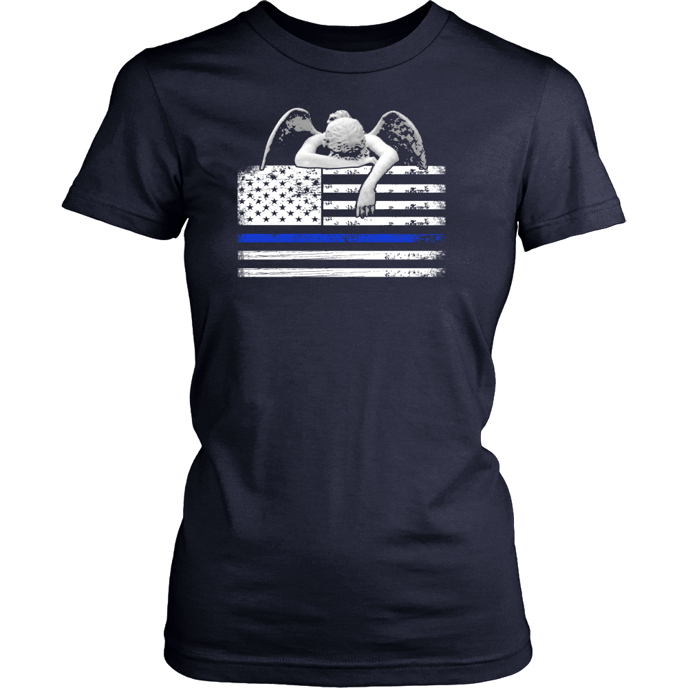 Weeping Angel Thin Blue Line Flag Shirts and Hoodies
