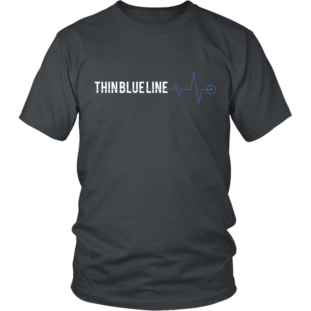Thin Blue Line Heartbeat Shirts and Hoodies