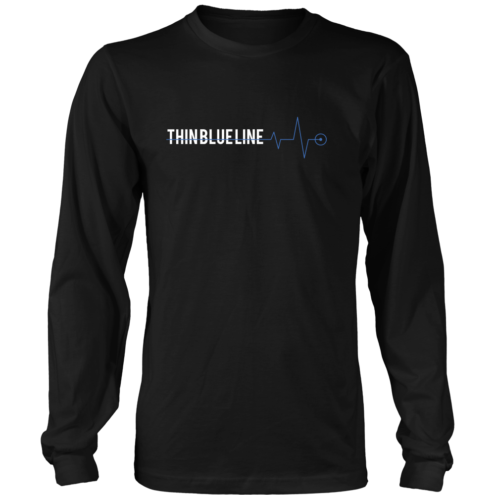 Thin Blue Line Heartbeat Shirts and Hoodies