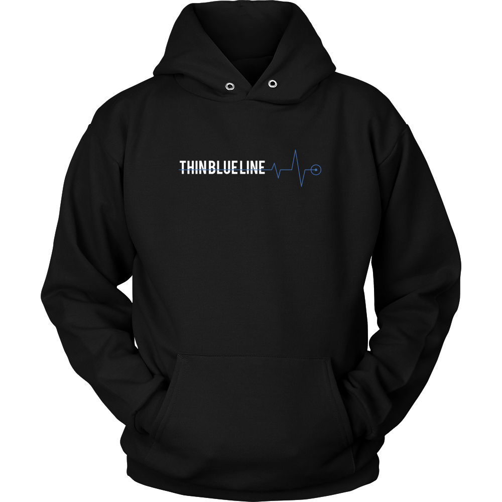 Thin Blue Line Heartbeat Shirts and Hoodies