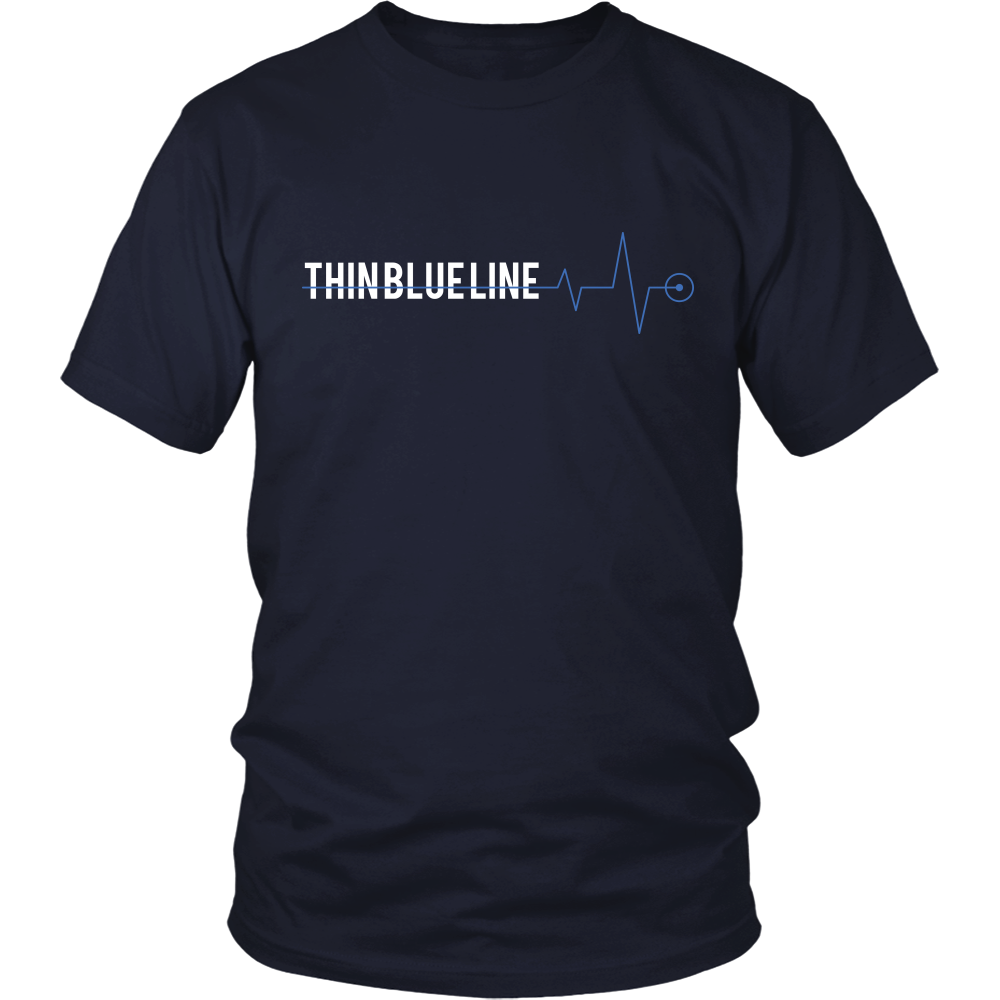 Thin Blue Line Heartbeat Shirts and Hoodies