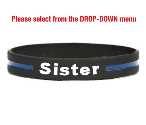 Thin blue line bracelets for mom, dad, wife, husband, son, daughter, brother, sister, grandpa, grandma, girlfriend, cousin –get the family pack & save