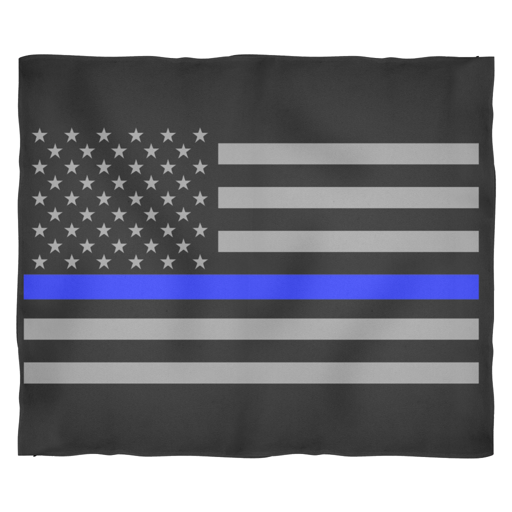 Police Officer Thin Blue Line American Flag Fleece Blanket