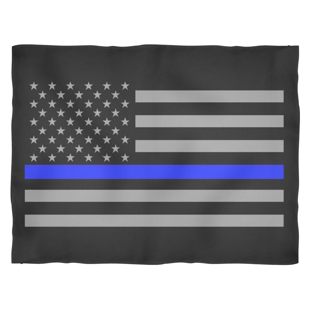 Police Officer Thin Blue Line American Flag Fleece Blanket