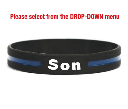 Thin blue line bracelets for mom, dad, wife, husband, son, daughter, brother, sister, grandpa, grandma, girlfriend, cousin –get the family pack & save