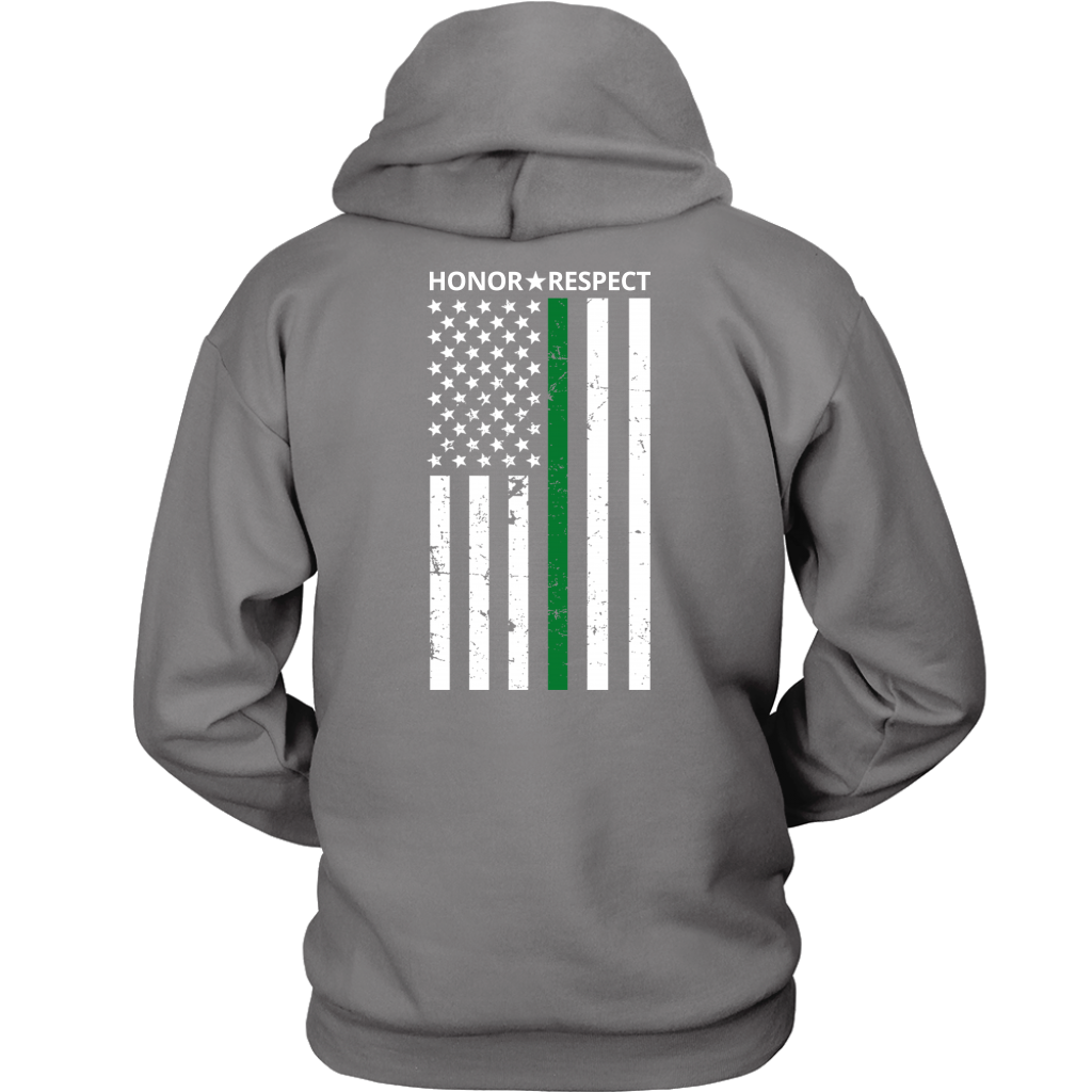 THIN GREEN LINE FLAG HONOR RESPECT SHIRTS AND HOODIES - Back design